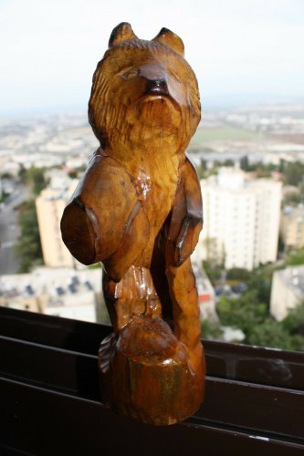 Vintage Carved Wood Russian Bear Wooden Folk Art Figurine Home Decor Collectible