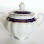 Old Cmielow Polish Porcelain Sugar Bowl Lidded 50's White with Cobalt & Gold