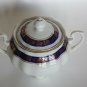 Old Cmielow Polish Porcelain Sugar Bowl Lidded 50's White with Cobalt & Gold