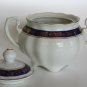 Old Cmielow Polish Porcelain Sugar Bowl Lidded 50's White with Cobalt & Gold