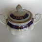 Old Cmielow Polish Porcelain Sugar Bowl Lidded 50's White with Cobalt & Gold