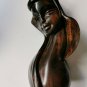Vintage Mid Century Modernist Wooden Retro Woman Bust Sculpture Wood Art Decor