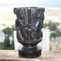 Hard and Heavy Ebony Wood Hand Carved African Tribal Art Goblet Cup Urn Vessel