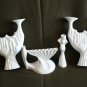 Large Vintage Naaman Porcelain White Shabat Candleholder Made in Israel 10" Rare