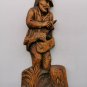 Wood Hand Carved Wall Hanging European Hunter Old Man Figurine Home Decor 17"