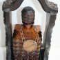 Old Amber Whisky Bottle Liquor Decanter with Wooden Holder Spain Home Decor 13"
