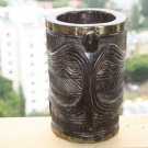 Large Antique Wooden Ritual Ceremonial Pot Handled Primitive Rare 13" Home Decor