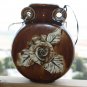 Vintage Glazed Ceramic Pottery Flask Jug Wall Hanging Rustic Primitive Decor
