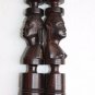 Vintage Pair African Ebony Wood Hand Carved Exotic Figurial Candlesticks 10" Exc