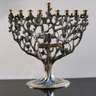 Godinger 50s Gold Silver Plated Judaica Hanukkah Menorah Israel Jerusalem Rarest