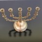 Old Vintage Judaica Hanukkah Jewish Art Menorah 5 Arms Copper Brass Jerusalem