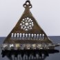 Antique Moroccan Judaica Hanukkah Jewish Oil Menorah Solid Brass Wall Hanging