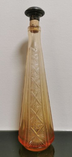 Beautiful Vintage Decanter Amber to Clear Crystal Glass and Silverplated Stopper