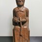 Antique Primitive 19c Old Woman Sitting Wooden Figurine Hand Carved Wood Art
