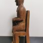 Antique Primitive 19c Old Woman Sitting Wooden Figurine Hand Carved Wood Art