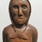 Antique Primitive 19c Old Woman Sitting Wooden Figurine Hand Carved Wood Art