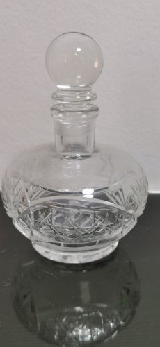 Small Vintage Perfume Bottle Heavy Etched Clear Cut Crystal Glass