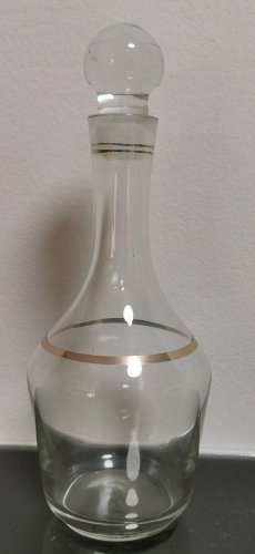 Old Vintage Wine Decanter Clear Glass with Gold Rims