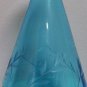 Awesome Vintage Etched light Blue Glass Vase Bottle Home Decor
