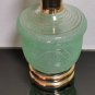 Old Vintage Green Glass and Gold Decanter with Stopper