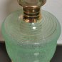 Old Vintage Green Glass and Gold Decanter with Stopper