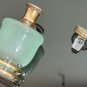 Old Vintage Green Glass and Gold Decanter with Stopper