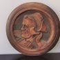 Pair of Antique Round Wall Hanging Plaque Bretons Man and Woman Brittany French
