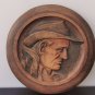 Pair of Antique Round Wall Hanging Plaque Bretons Man and Woman Brittany French