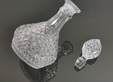 Vintage 24% Lead Clear Cut Crystal Glass Heavy Decanter from W. Germany Bavaria