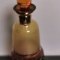 Beautiful Vintage Bohemian Engraved Decanter Set Amber Glass Gold + 4 glasses