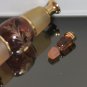 Beautiful Vintage Bohemian Engraved Decanter Set Amber Glass Gold + 4 glasses