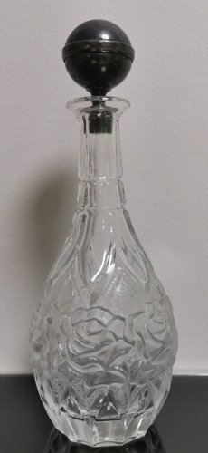 Awesome Vintage Floral Crystal Glass Decanter Carafe w/ Silverplated Stopper