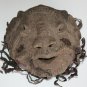 Very Interesting Antique Artefact Ceramic Mask w/ Leather Around African ? Asian