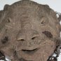Very Interesting Antique Artefact Ceramic Mask w/ Leather Around African ? Asian