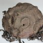 Very Interesting Antique Artefact Ceramic Mask w/ Leather Around African ? Asian