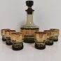 Rare Vintage 70's Czech Bohemia Decanter with 6 Shots Soviet Era 24K Gold