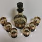 Rare Vintage 70's Czech Bohemia Decanter with 6 Shots Soviet Era 24K Gold