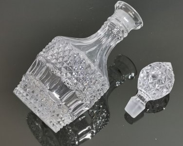 Vintage 24% Lead Crystal Clear Cut Glass Heavy Decanter from W. Germany Bavaria