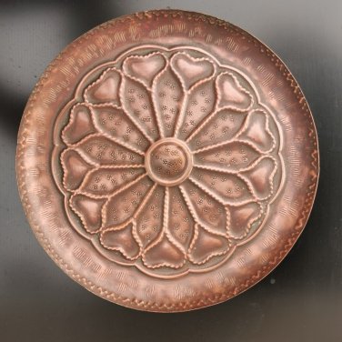Vintage Copper Tray Plate with Islamic Arabic Ornament Middle Eastren Art Rare