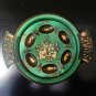 Antique Brass Bronze Enamel Passover Tray Plate Jerusalem Israel Hand Painted