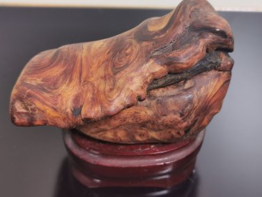 Hand Carved Wabi Sabi Wooden Art Wood Root Brutalist Statue Figurine with Stand