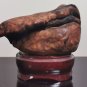 Hand Carved Wabi Sabi Wooden Art Wood Root Brutalist Statue Figurine with Stand