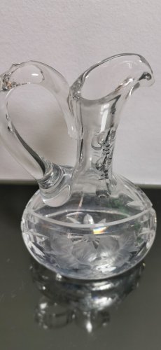 Vintage Mid Century Floral Grape Etched Cut Crytall Glass Wine Pitcher Decanter