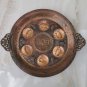 Old Vintage Copper Brass Passover Tray Plate Jerusalem Israel Pesach Rare