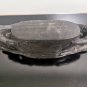 Antique Carving Heavy Ebony Wood 2 Africans Holding Bowl with Flowers and Fishes