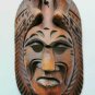 Hand Carved Wood Inca Maya Aztec Warrior Wooden Mask Two Birds Life Death 10"
