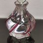 Old Vintage Perfume Bottle Heavy Hand Blown Clear Glass with Red