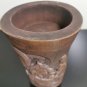 Old Antique Chinese Dynasty Bamboo Hand Carved Vase Dragon Bead Brush Pot Rarest