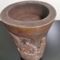 Old Antique Chinese Dynasty Bamboo Hand Carved Vase Dragon Bead Brush Pot Rarest