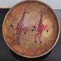 Old Vintage Large Heavy African Mahogany Wood Bowl with Giraffes Hand Carved 11"